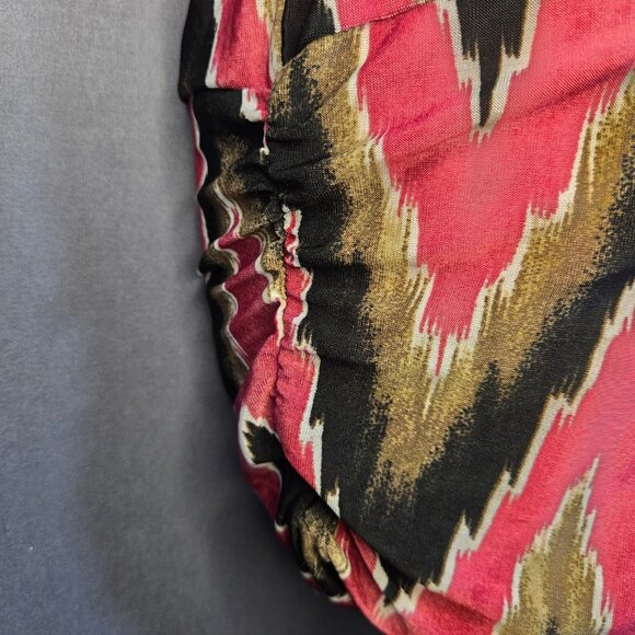 Y2K Mini Halter Dress Size L McBling Boho Groovy Ikat Print Purple Brown 2000s - Picture 7 of 10